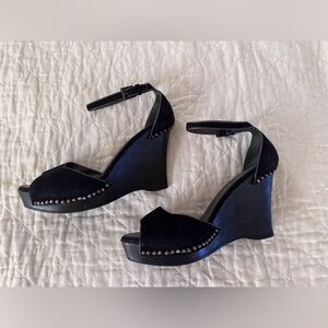 Prada Black Wedge Sandals